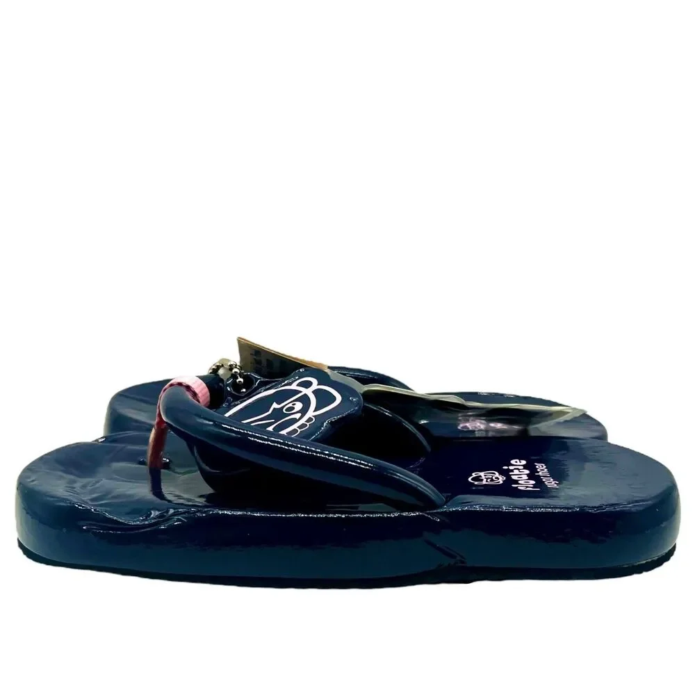 Floatie Sugar Shoes YTK Navy Blue Flip Flops Bear Charm Repair Kit Size Small - Picture 4 of 8